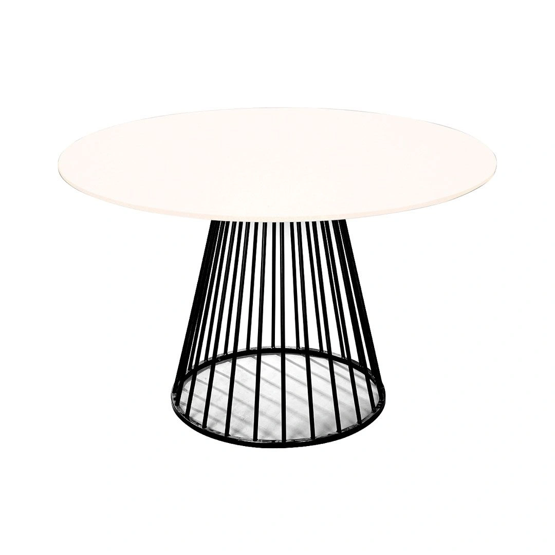 Стол Sirius 100см, столешница fenix белый с чёрными ножками изображение Стол Sirius 100см, столешница fenix белый с чёрными ножками фото