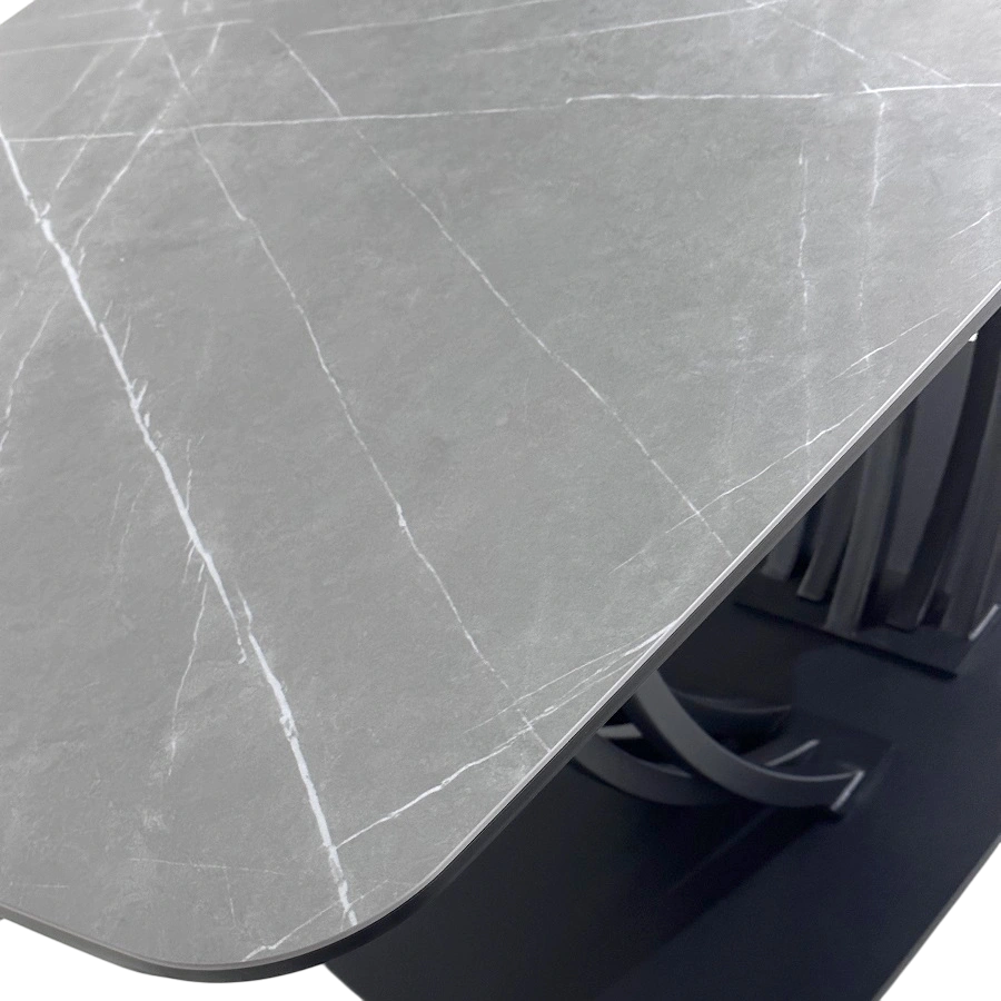 Стол обеденный Ring (160+40+40) керамика матовая серая изображение Стол обеденный Ring (160+40+40) керамика матовая серая фото