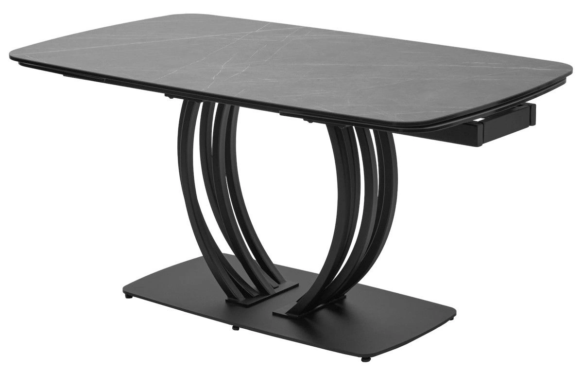 Стол обеденный Ring (160+40+40) керамика матовая серая изображение Стол обеденный Ring (160+40+40) керамика матовая серая фото