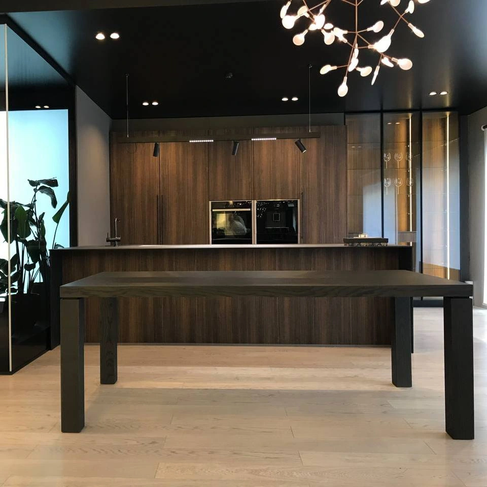 Стол обеденный ARTO (220) шпон ясень черничный шоколад изображение Стол обеденный ARTO (220) шпон ясень черничный шоколад фото