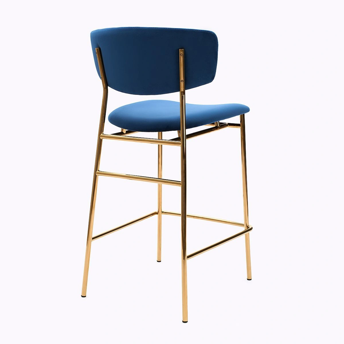 Стул полубарный Deimos, микровелюр синий, опоры золото изображение Стул полубарный Deimos, микровелюр синий, опоры золото фото
