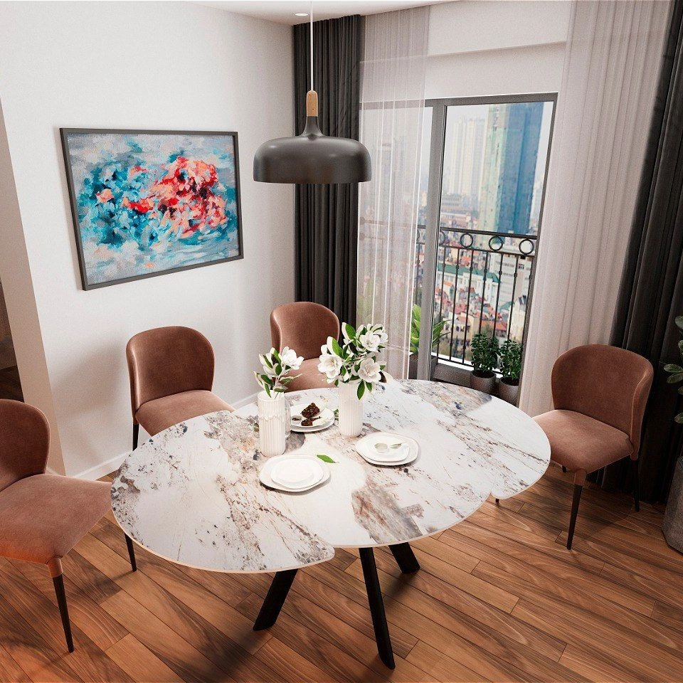 Стол круглый раскладной Orion (120+30+30), керамика глянцевая Pandora изображение Стол круглый раскладной Orion (120+30+30), керамика глянцевая Pandora фото