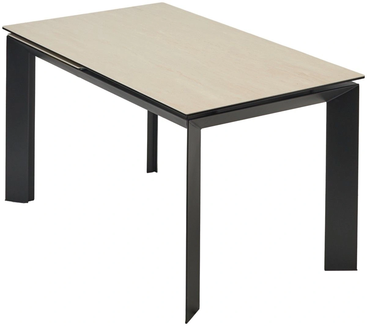 Стол раскладной Dogma (140+60) керамика матовая, бежевая / опоры черные изображение Стол раскладной Dogma (140+60) керамика матовая, бежевая / опоры черные фото