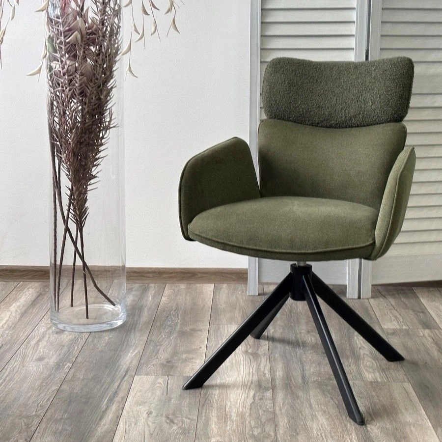 Стул с подлокотниками Trio ткань комби зеленый, поворотно-возвратный механизм  360 градусов изображение Стул с подлокотниками Trio ткань комби зеленый, поворотно-возвратный механизм  360 градусов фото