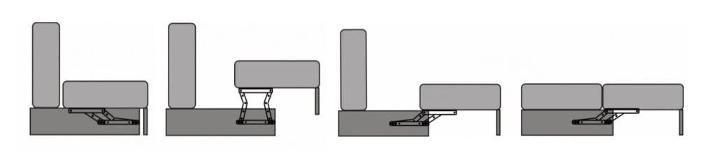 Механизм трансформации дивана тик-так