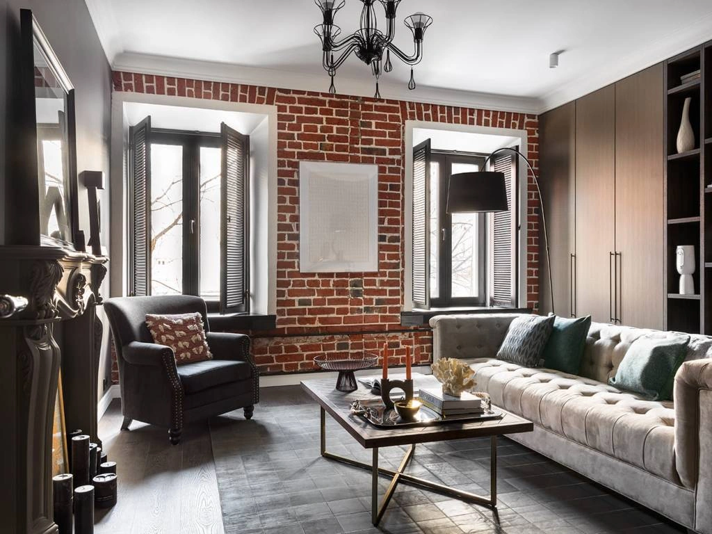 современная эклектика в интерьере гостиной Современная эклектика в сочетании с лофт