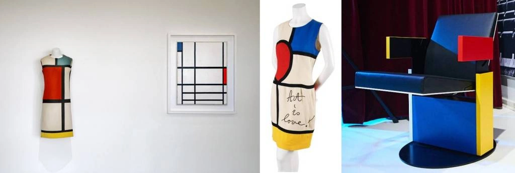 Ив Сен-Лоран платье «Оммаж Питу Мондриану», Пит Мондриан «Composition en rouge, bleu et blanc II» «Композиция в красном, синем и белом цветах II» Платье Moschino Стул Mono Моно, дизайнер Филипп Кронквист Ив Сен-Лоран платье «Оммаж Питу Мондриану», Пит Мондриан «Composition en rouge, bleu et blanc II» «Композиция в красном, синем и белом цветах II» Платье Moschino Стул Mono Моно, дизайнер Филипп Кронквист