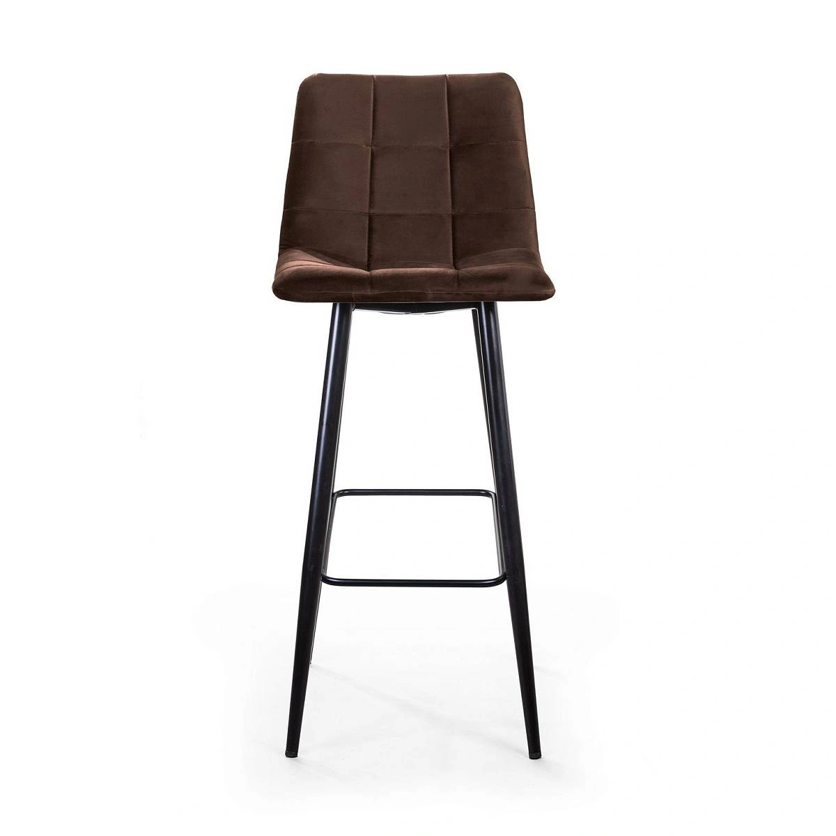 Стул барный UNO, бархат коричневый 12/ чёрный конус изображение Стул барный UNO, бархат коричневый 12/ чёрный конус фото