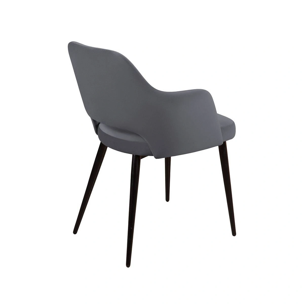 Стул William с подлокотниками, бархат серый 27/ черный конус фото