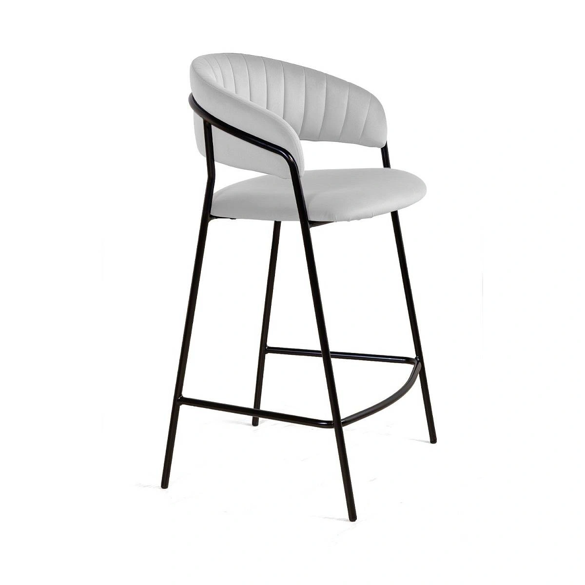 Стул полубарный Kelly, бархат светло-серый 04 фото