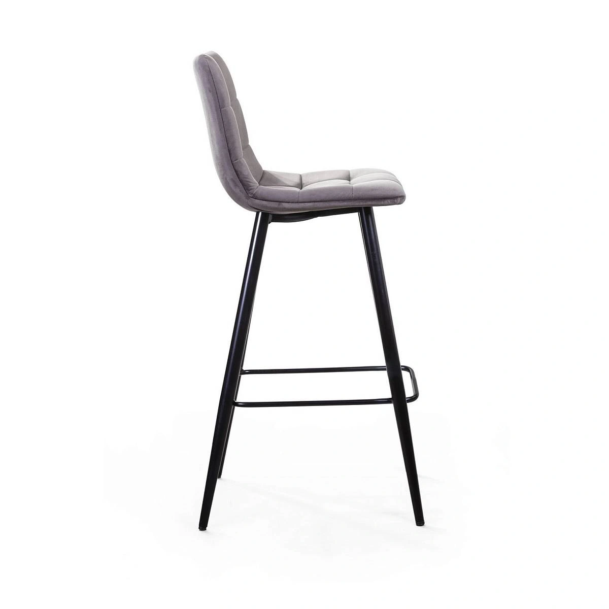 Стул барный UNO, бархат светло-серый 26 / чёрный конус изображение Стул барный UNO, бархат светло-серый 26 / чёрный конус фото