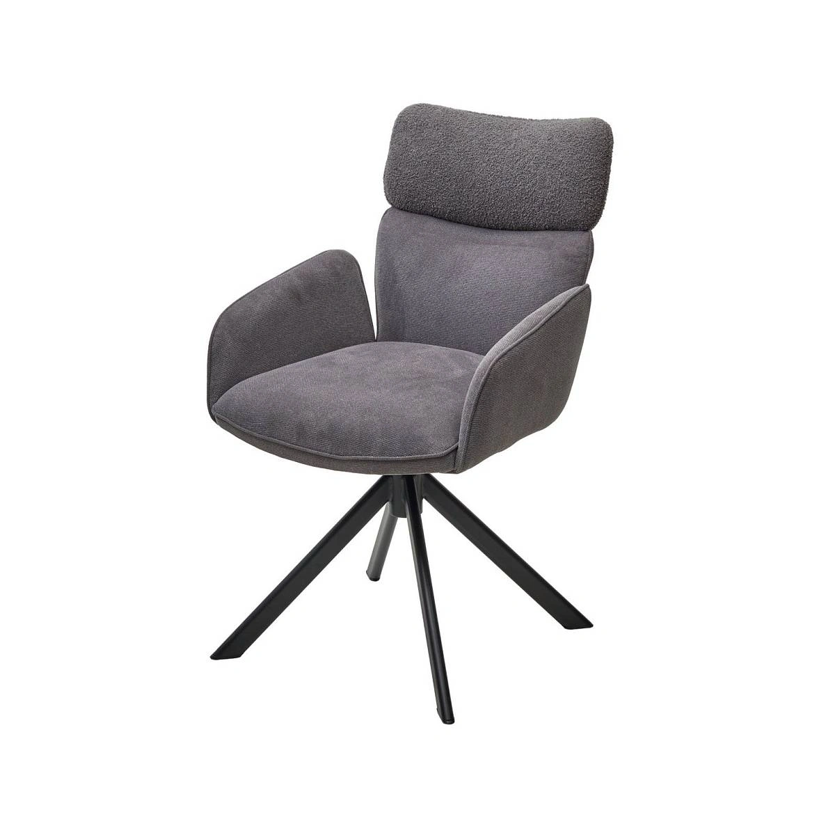 Стул с подлокотниками Trio ткань комби серый, поворотно-возвратный механизм  360 градусов фото