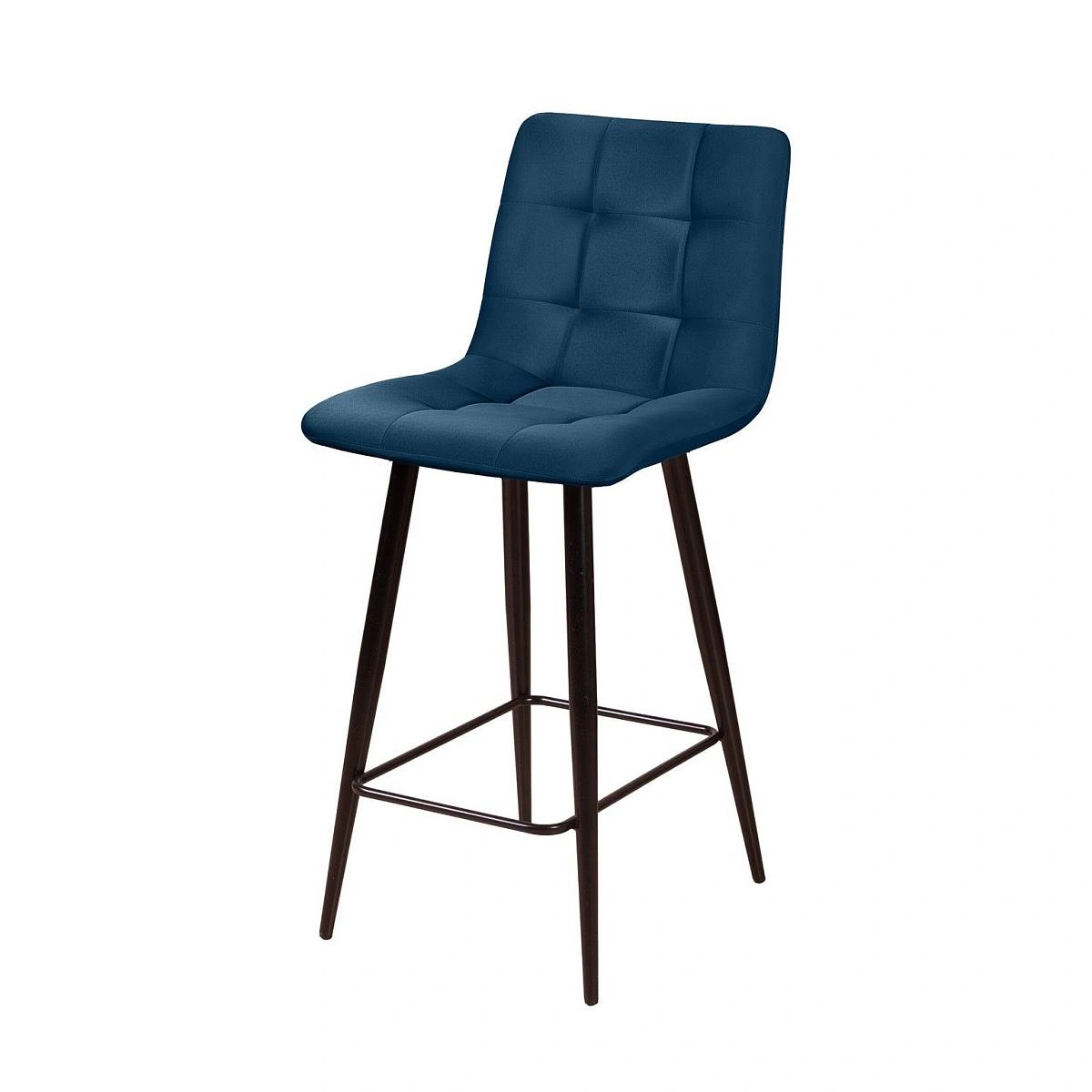 Стул полубарный Уно, комплект (2 шт), бархат синий 29 / чёрный конус фото