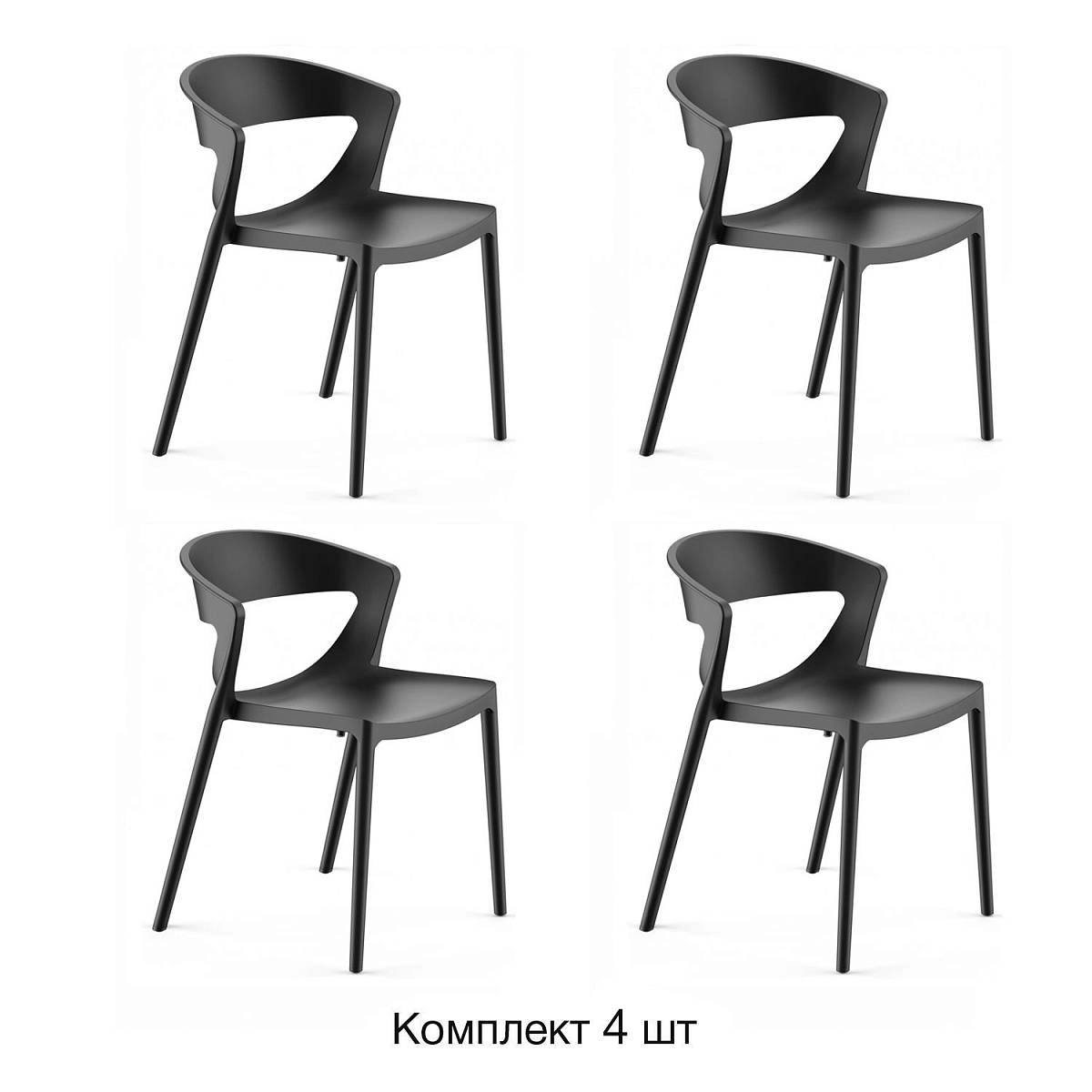 Стул LEXA, (комплект 4 шт), пластик черный изображение Стул LEXA, (комплект 4 шт), пластик черный фото
