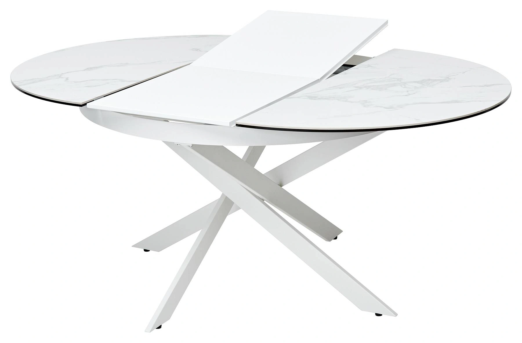Стол круглый раскладной Trendi (120+40) керамика глянцевая белая фото