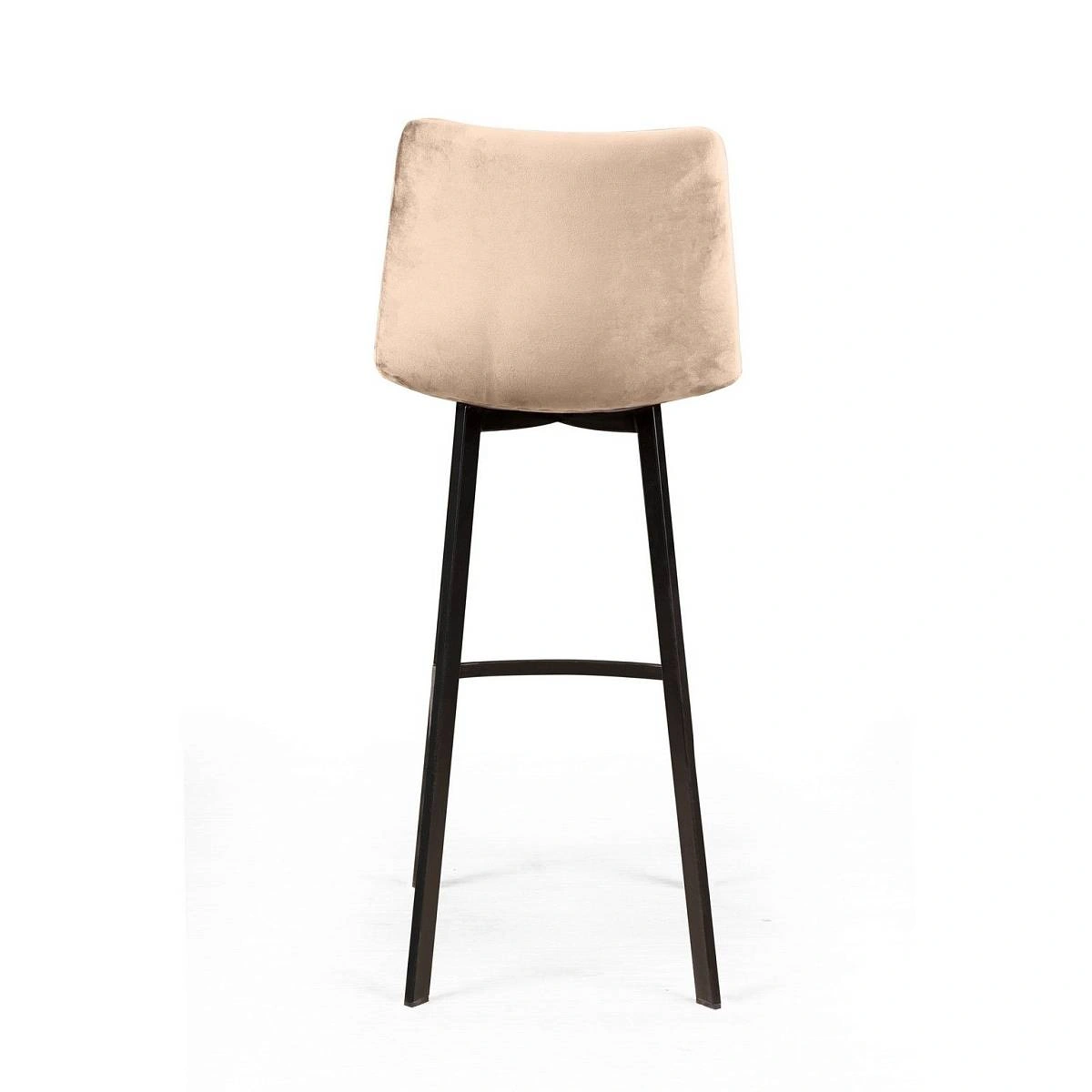 Стул полубарный UNO, бархат бежевый 5 / чёрный профиль изображение Стул полубарный UNO, бархат бежевый 5 / чёрный профиль фото