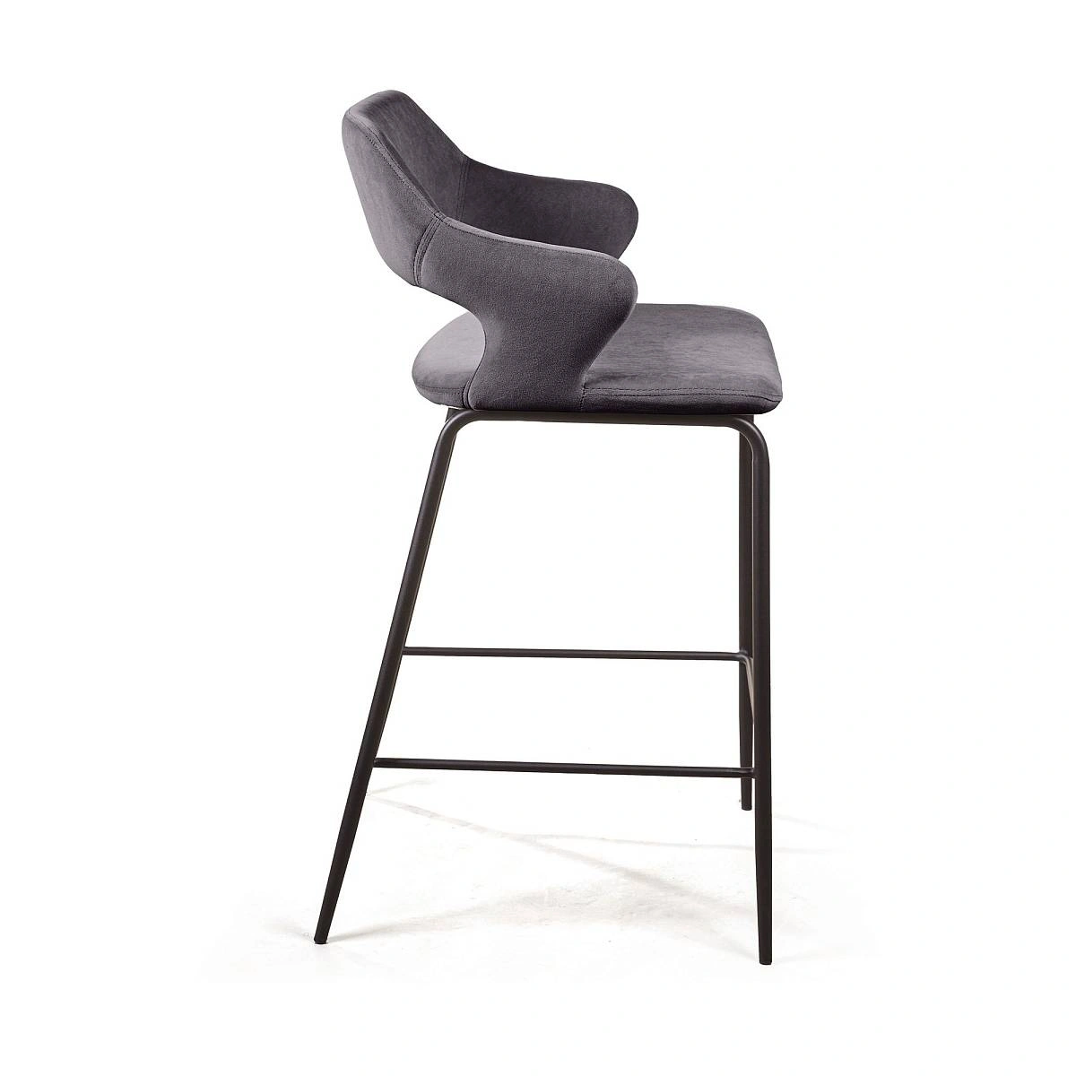 Стул полубарный Woddy, бархат антрацит изображение Стул полубарный Woddy, бархат антрацит фото