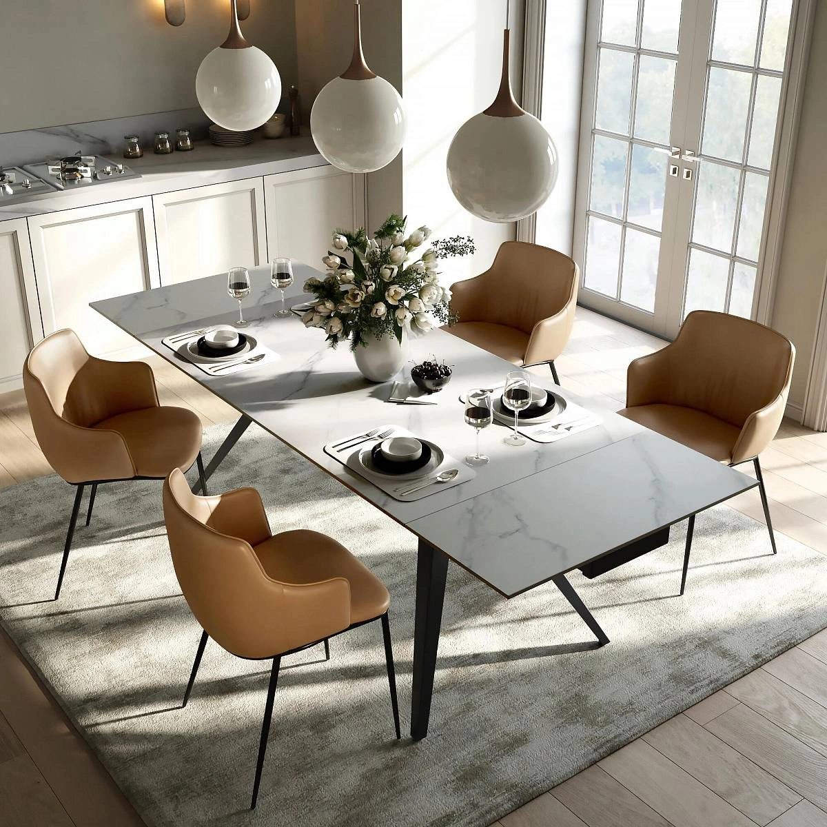 Стол раскладной Rhein (140+40+40), керамика матовая Armani Grey изображение Стол раскладной Rhein (140+40+40), керамика матовая Armani Grey фото