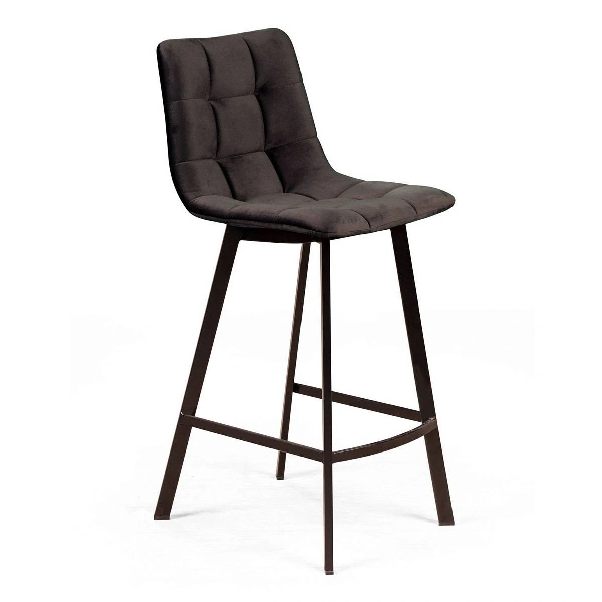 Стул полубарный UNO, бархат антрацит 14 / чёрный профиль изображение Стул полубарный UNO, бархат антрацит 14 / чёрный профиль фото