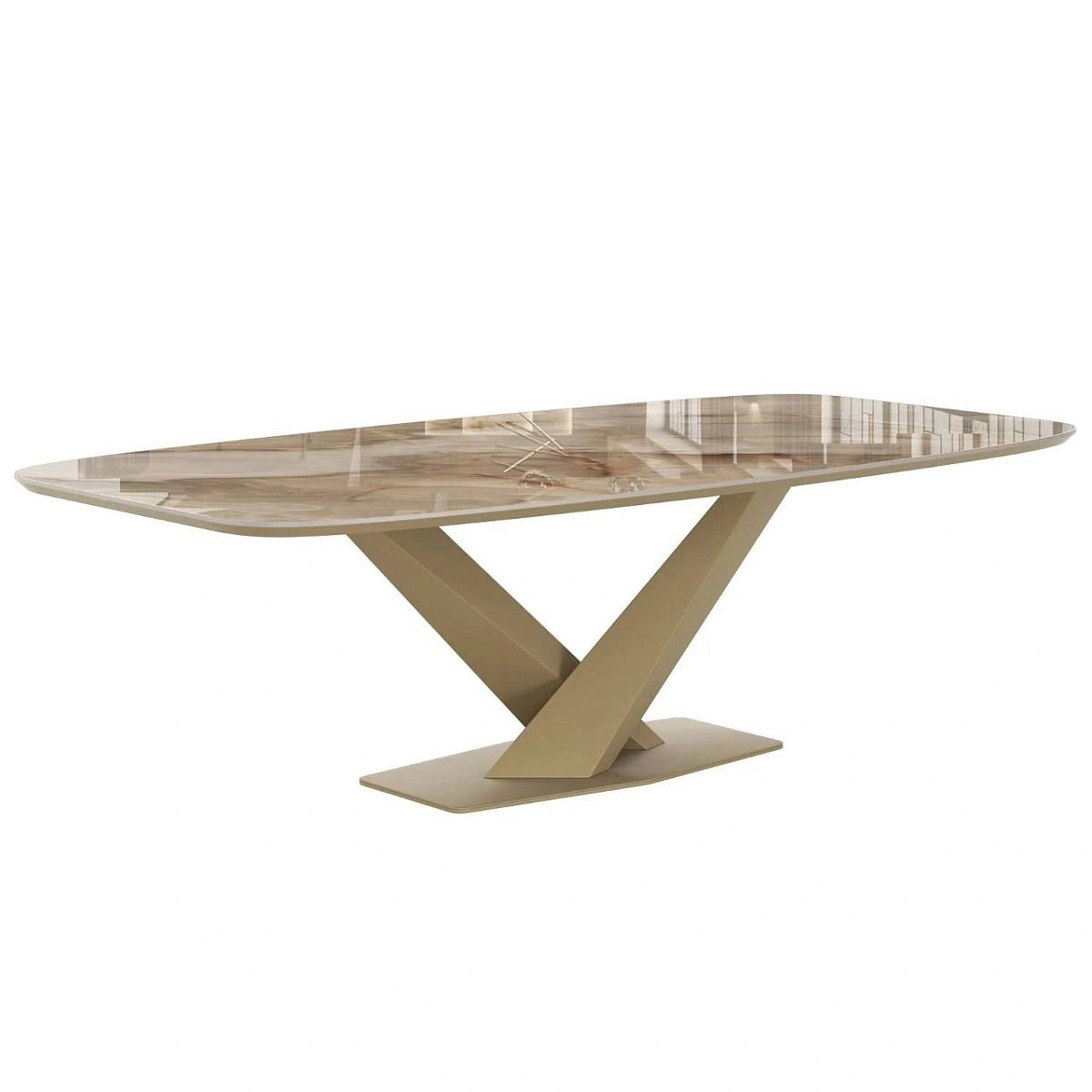 Стол Toros 200 овальный, интегрированная керамика глянцевая, шампань фото