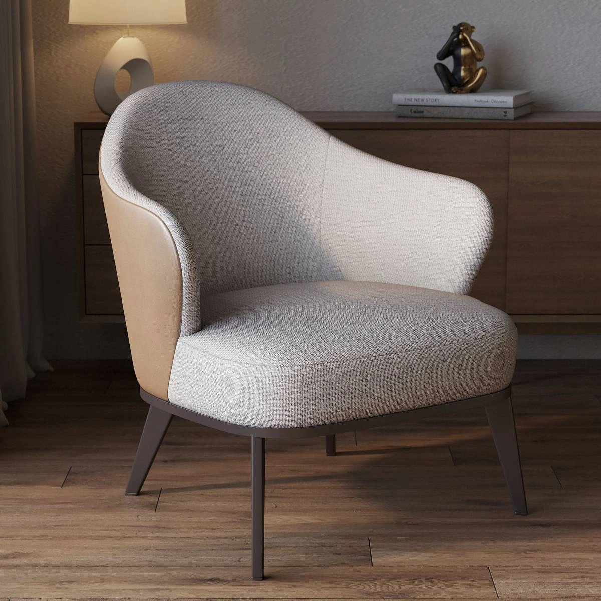 Лаунж кресло Leslie рогожка комби бежевый изображение Лаунж кресло Leslie рогожка комби бежевый фото