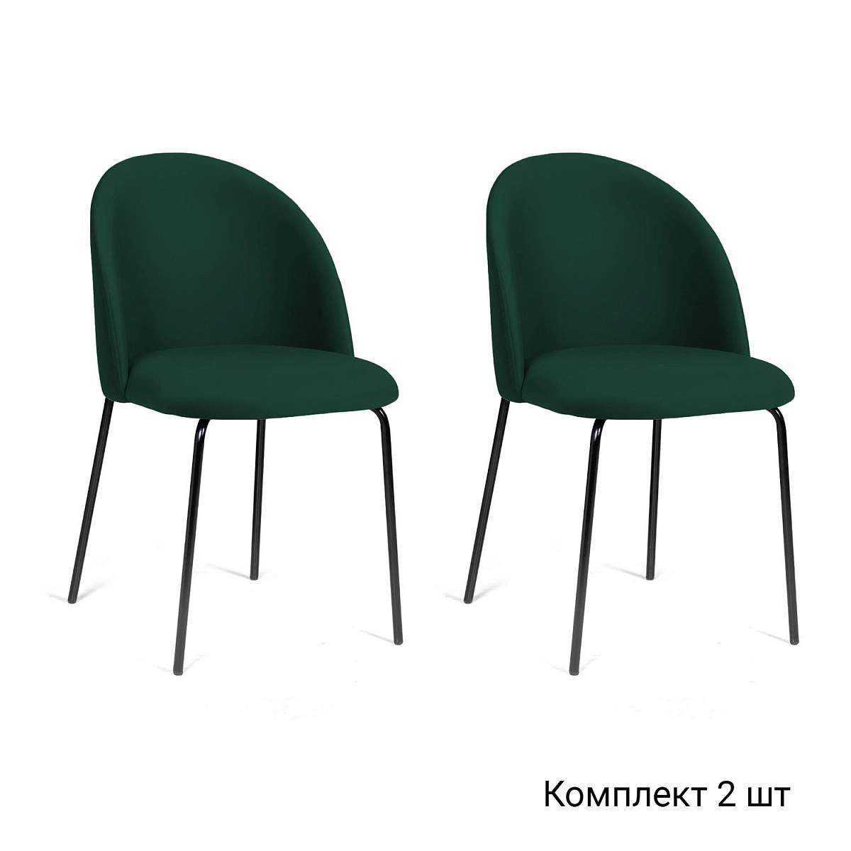 Стул Nord, комплект (2 шт), бархат зеленый 19 / опора черная фото