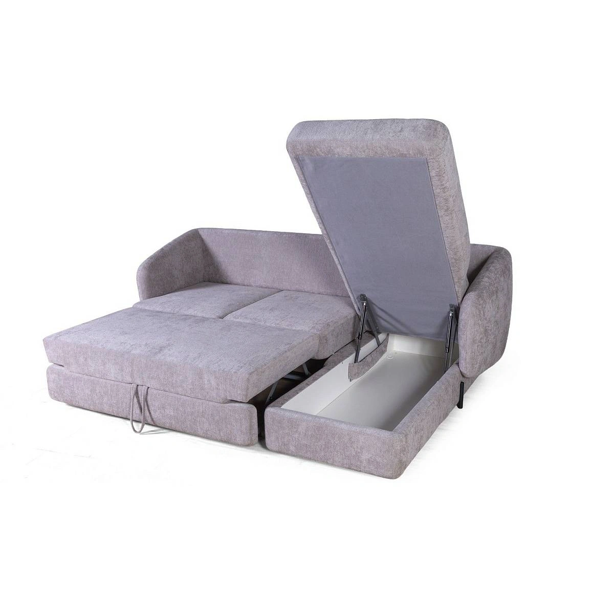 Бабл диван-кровать с шезлонгом, механизм «дельфин», шенилл Reef silver фото