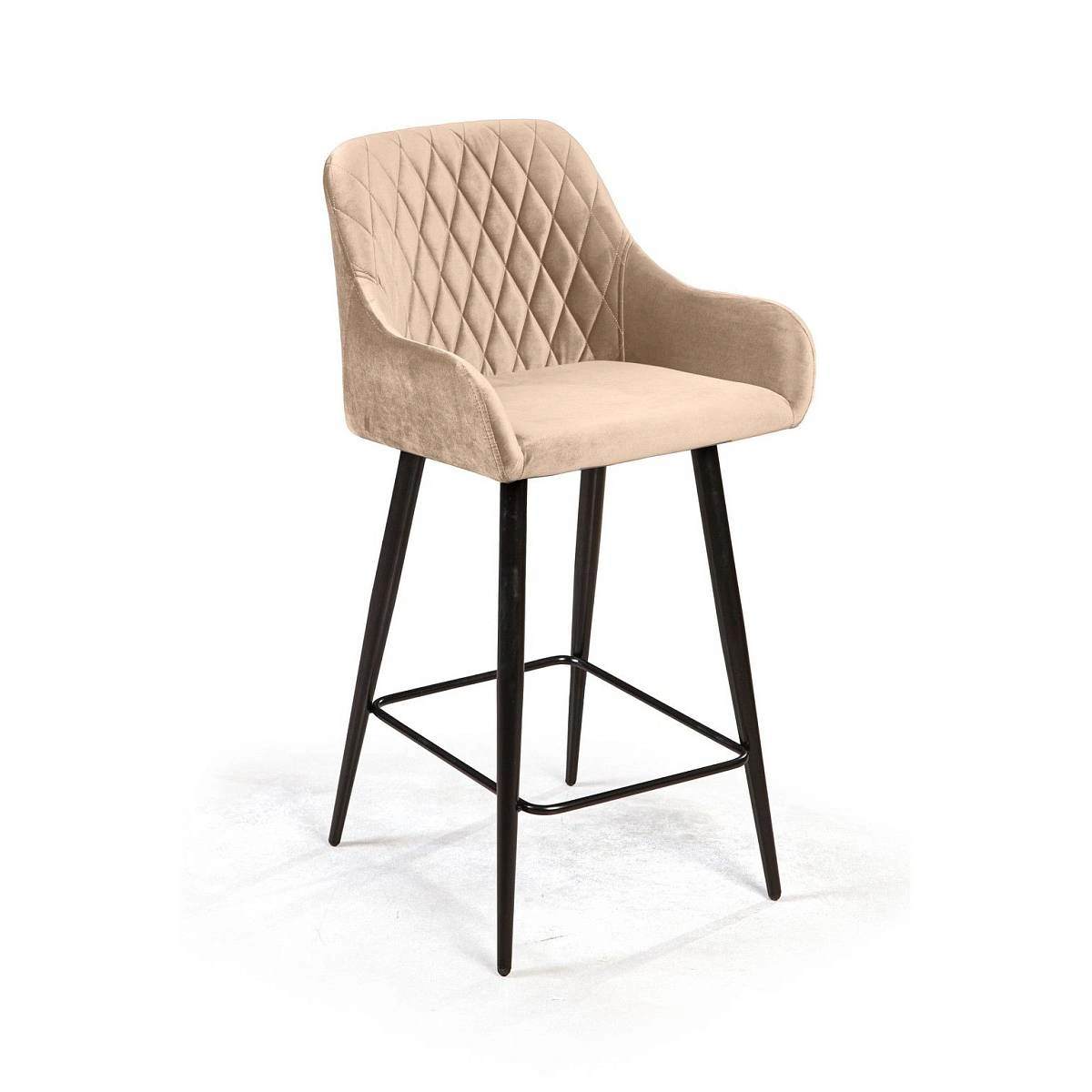 Стул полубарный Robert поворотный 360 градусов, бархат бежевый 5 изображение Стул полубарный Robert поворотный 360 градусов, бархат бежевый 5 фото