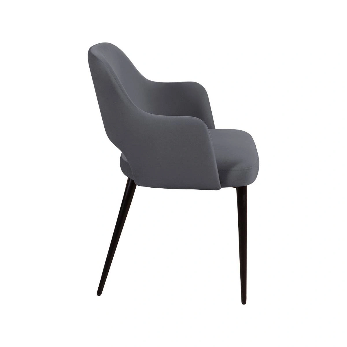 Стул William с подлокотниками, бархат серый 27/ черный конус фото