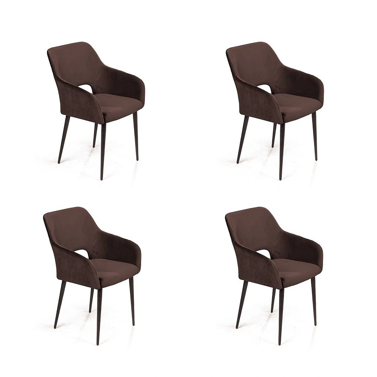 Стул с подлокотниками Charlie, комплект (4шт), бархат антрацит 14 изображение Стул с подлокотниками Charlie, комплект (4шт), бархат антрацит 14 фото