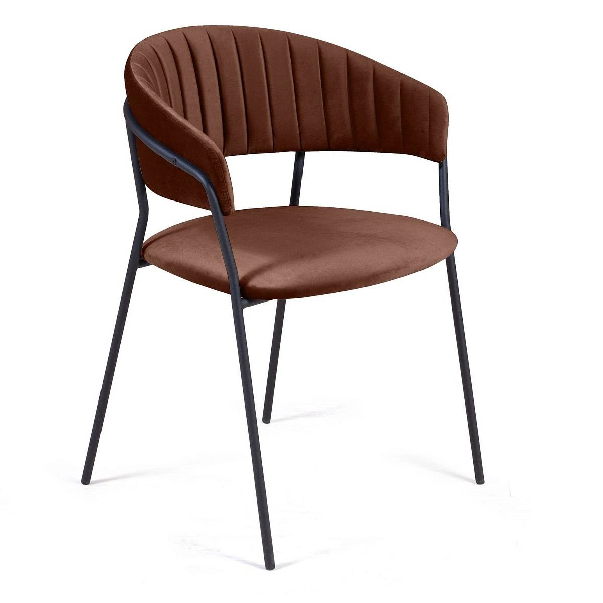 Стул Kelly с подлокотниками, бархат коричневый 12 фото