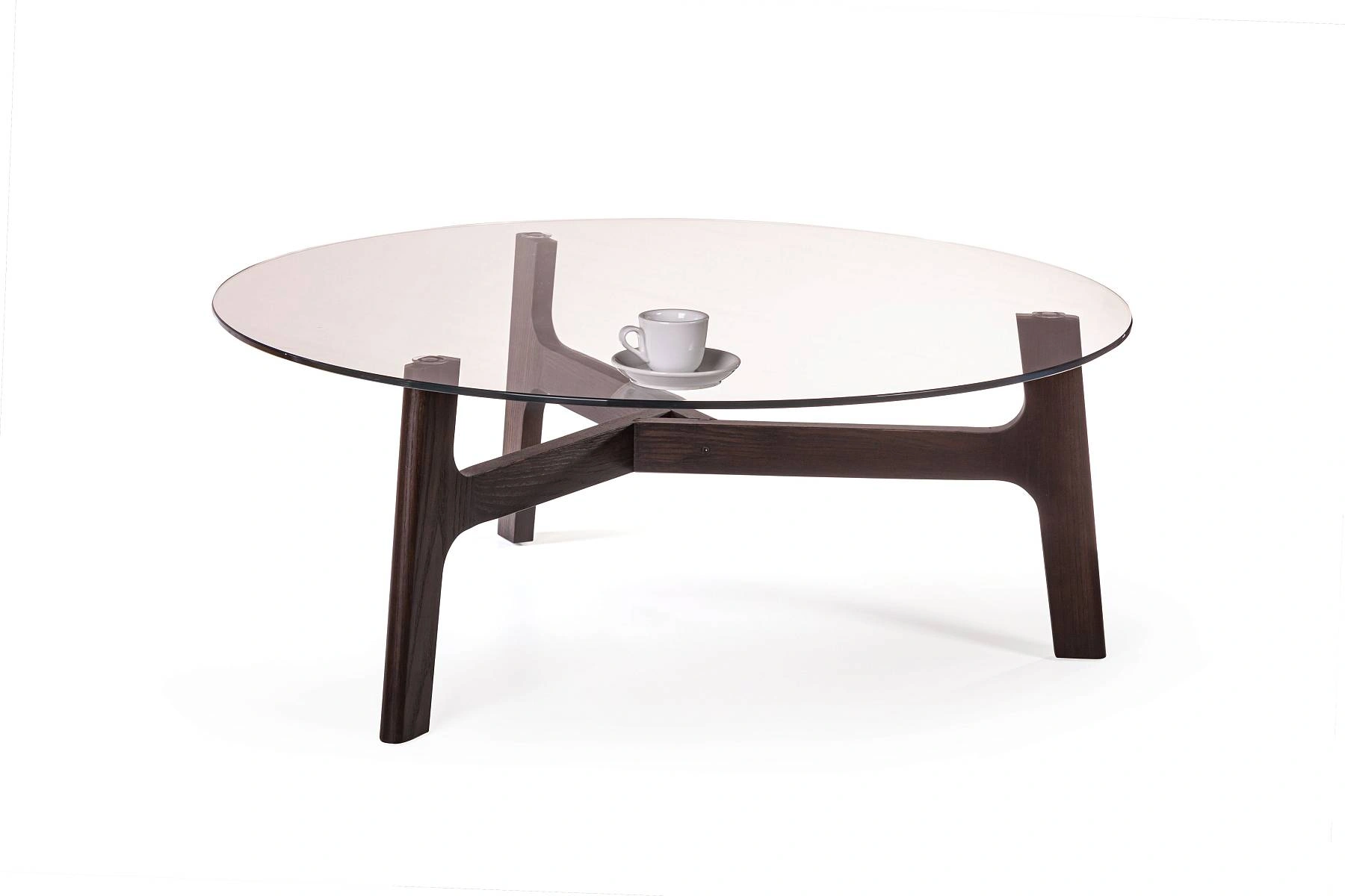 Журнальный столик Woddy D900 массив + стекло / опоры горький шоколад изображение Журнальный столик Woddy D900 массив + стекло / опоры горький шоколад фото