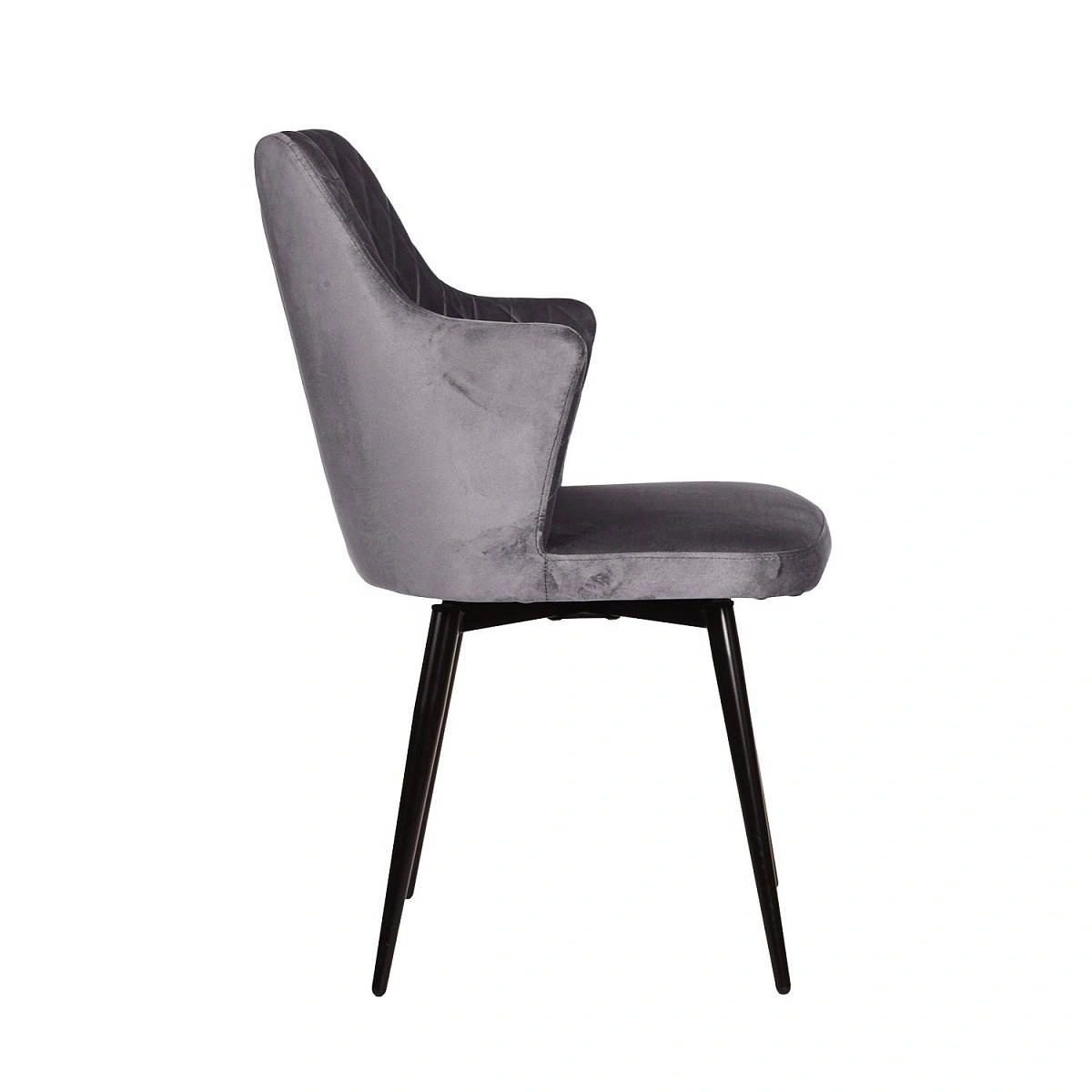 Стул поворотный на 360 градусов Hunt ромб, комплект (4шт), бархат серый 27 / чёрный конус фото