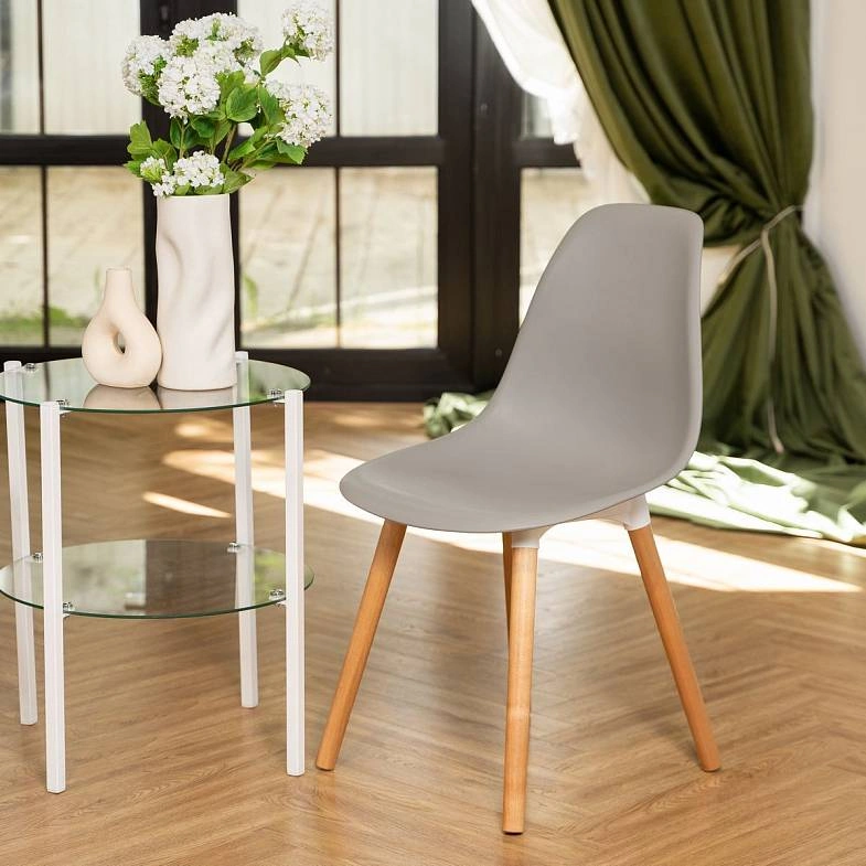 Стул Eames, (комплект 2 шт), пластик серый / опоры дерево фото