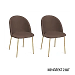 Стул Норд, комплект (2 шт), велюр Frost chocolate / опора золото