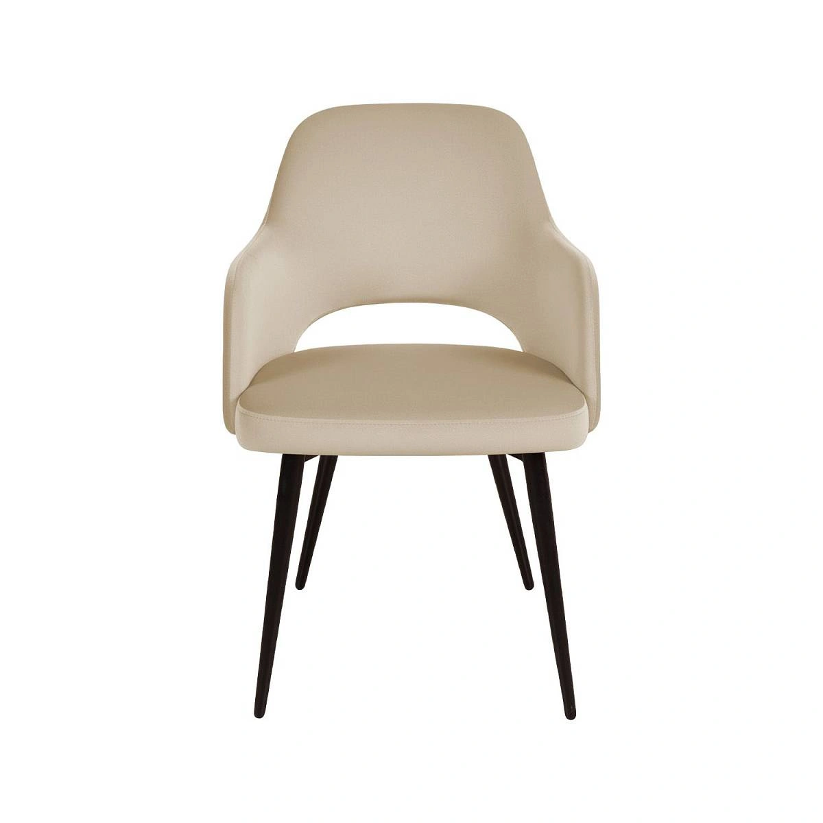 Стул William с подлокотниками, бархат бежевый 5/ черный конус фото