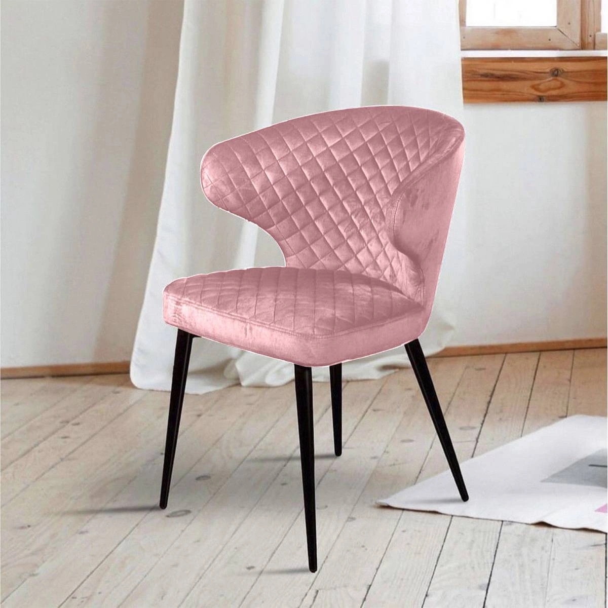 Стул Richard ромб, бархат пудровый 15 изображение Стул Richard ромб, бархат пудровый 15 фото