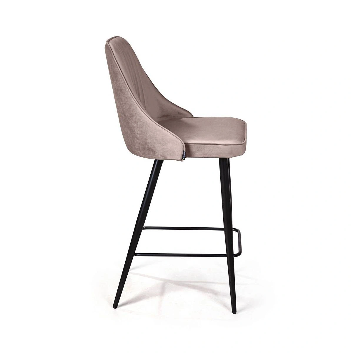 Стул полубарный Berg, бархат пепельно-бежевый 25/ чёрный конус фото