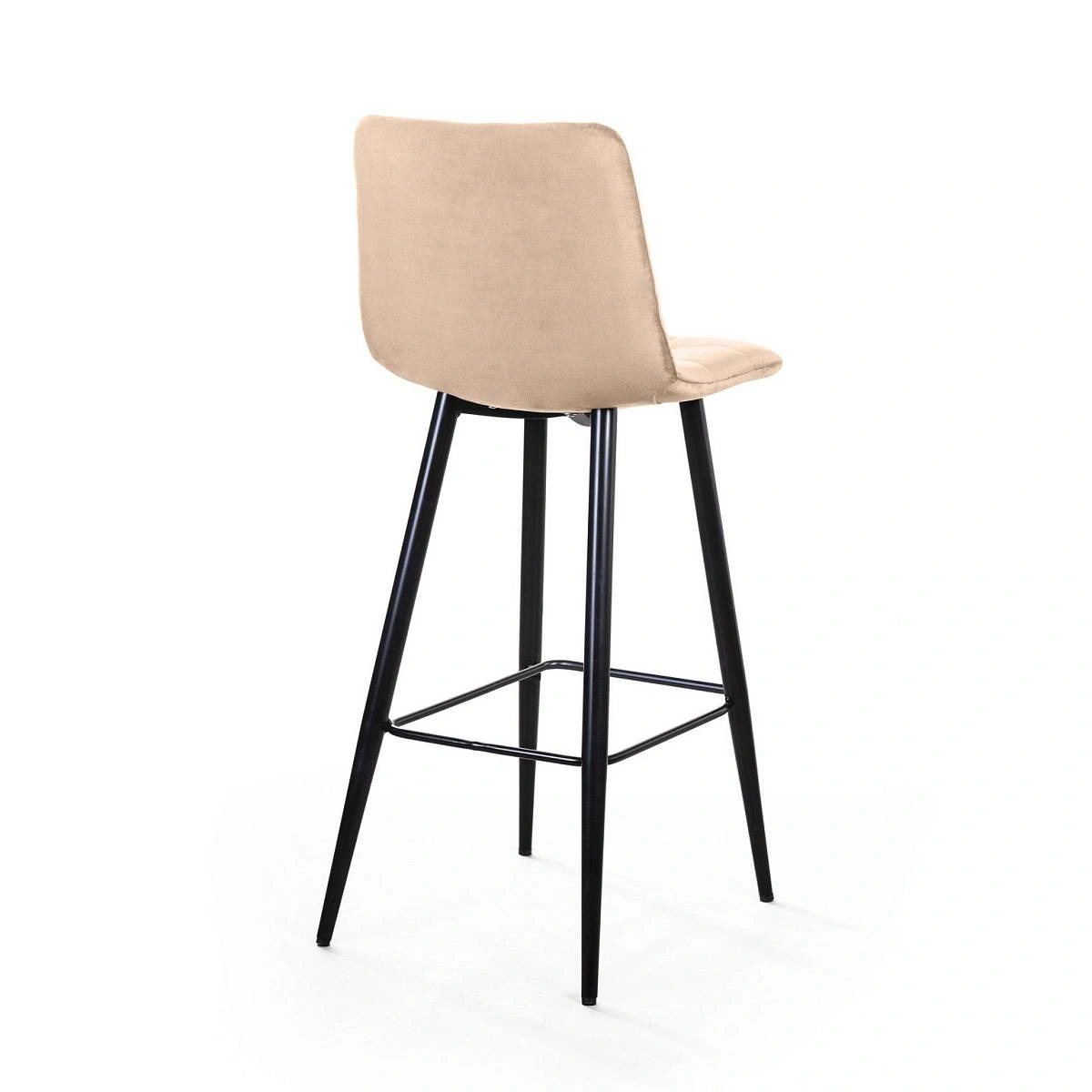 Стул барный UNO, бархат бежевый 5/ чёрный конус изображение Стул барный UNO, бархат бежевый 5/ чёрный конус фото