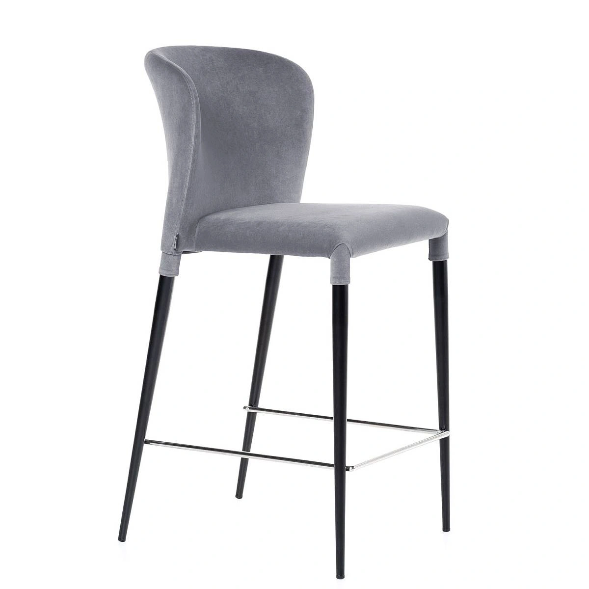 Стул полубарный Albert, бархат светло-серый 26 /опора конус изображение Стул полубарный Albert, бархат светло-серый 26 /опора конус фото