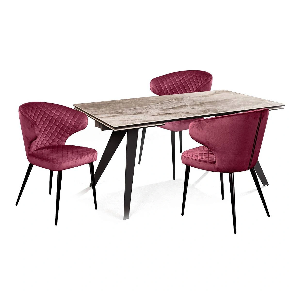 Стол раскладной Grant (160+80), мрамор испанская керамика светлый + 4 стула Richard изображение Стол раскладной Grant (160+80), мрамор испанская керамика светлый + 4 стула Richard фото