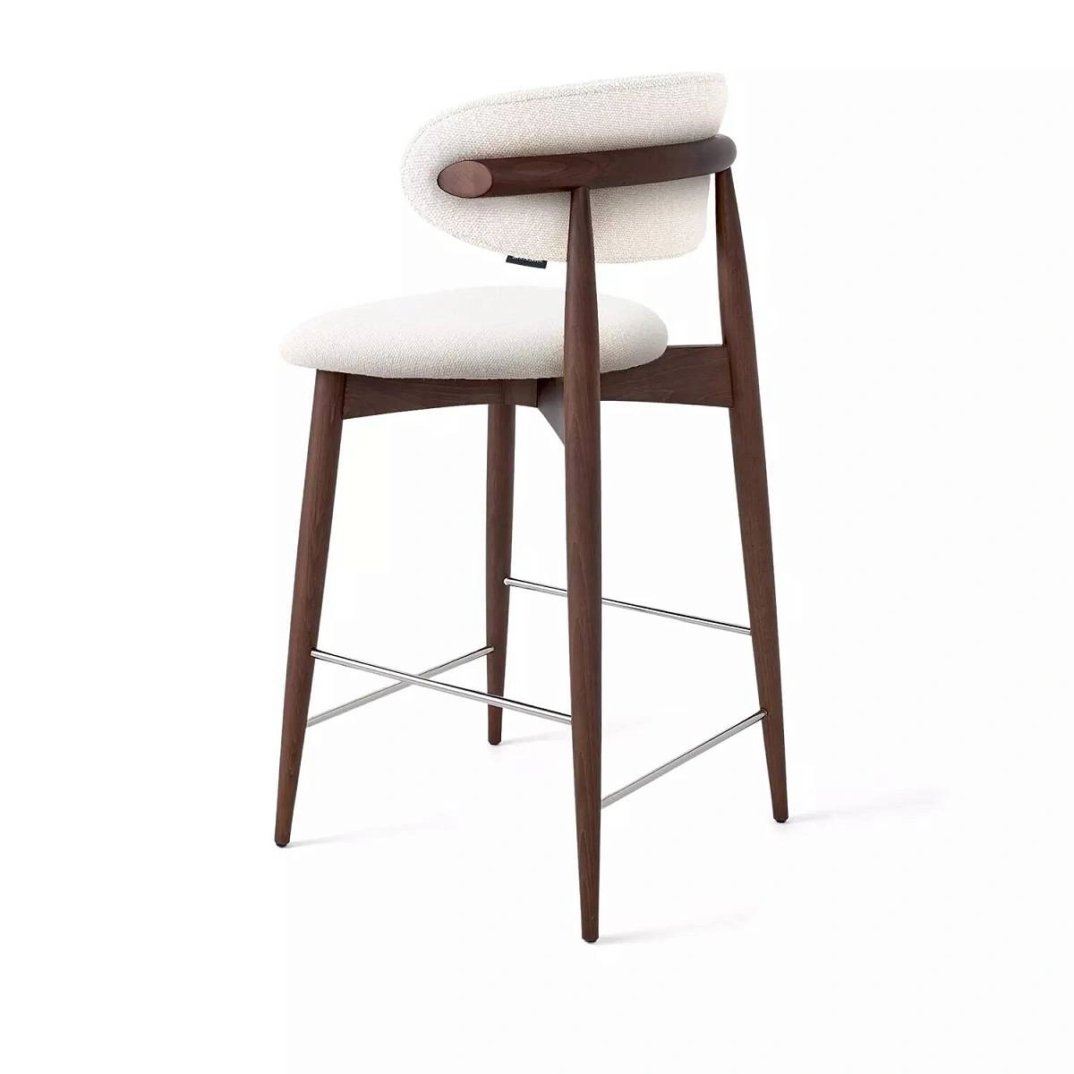 Стул полубарный Paolo, бук натуральный (тонированный коричневым лаком), ткань, белый изображение Стул полубарный Paolo, бук натуральный (тонированный коричневым лаком), ткань, белый фото