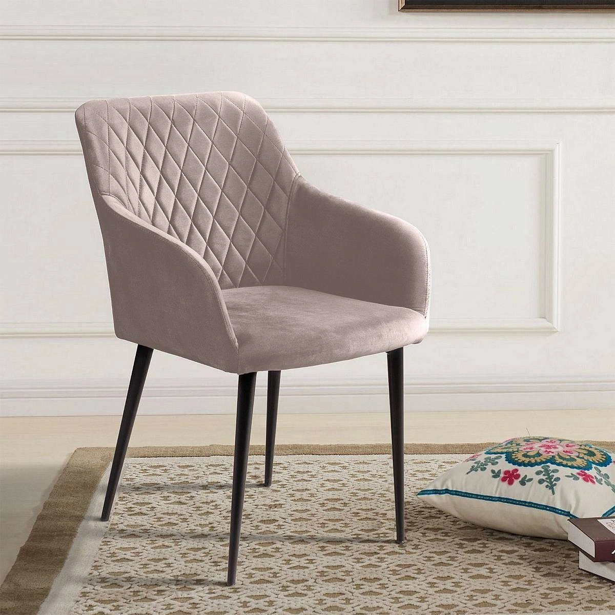 Стул с подлокотниками Robert, бархат бежевый 5 изображение Стул с подлокотниками Robert, бархат бежевый 5 фото