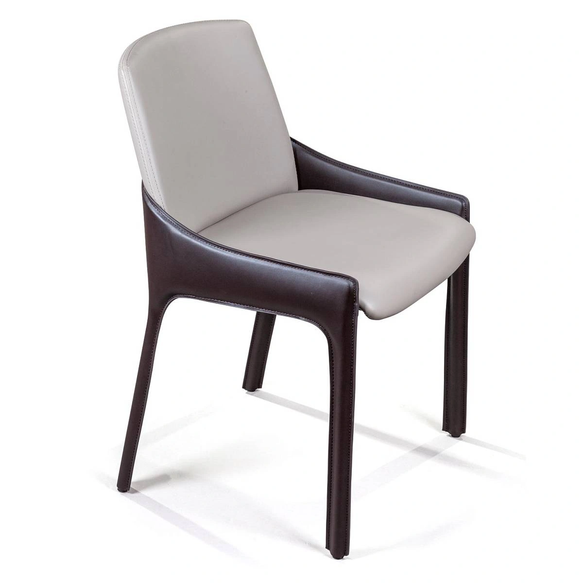 Стул Cosmo, кожа коричневый + экокожа серый изображение Стул Cosmo, кожа коричневый + экокожа серый фото