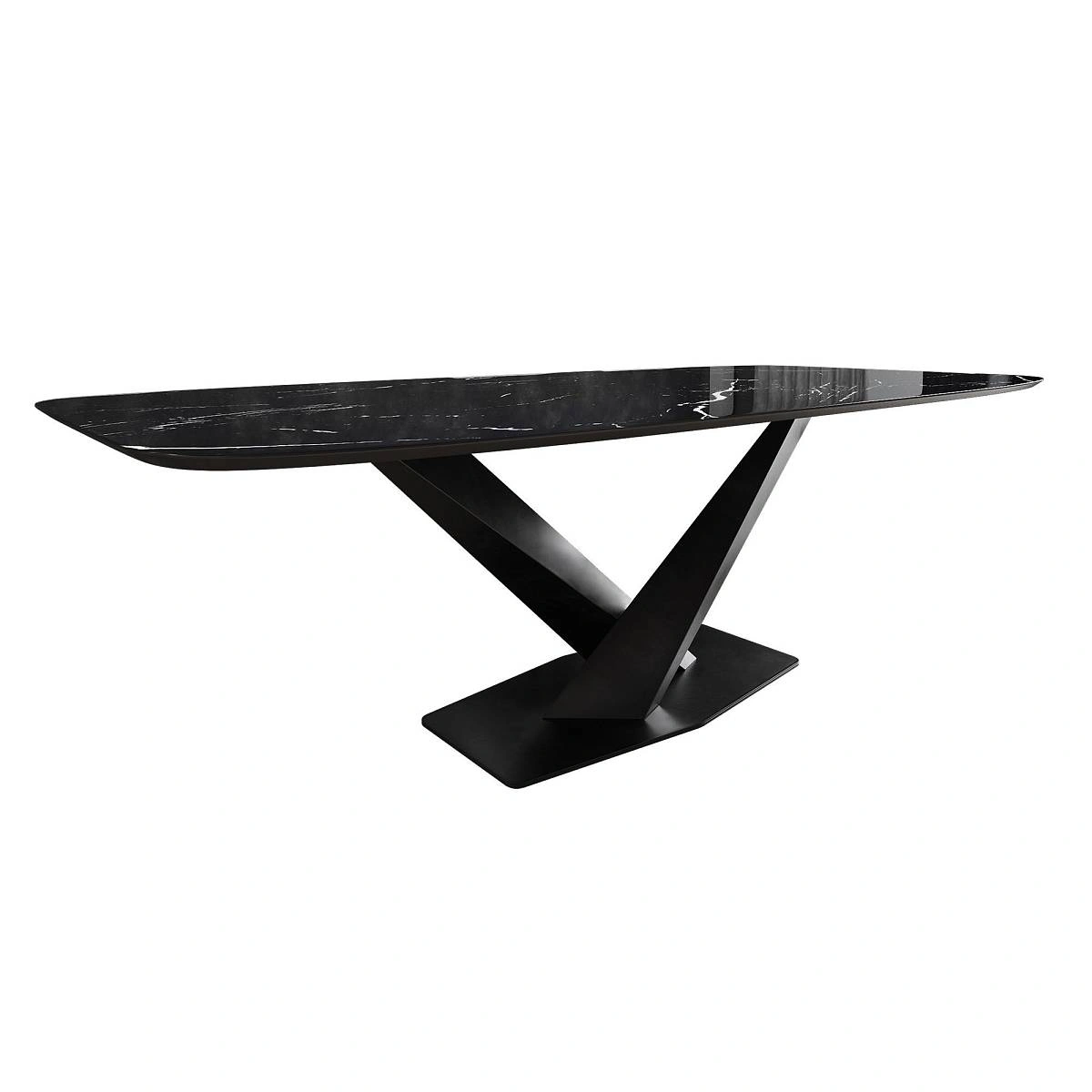 Стол Toros 180 овальный, керамика глянцевая черная фото