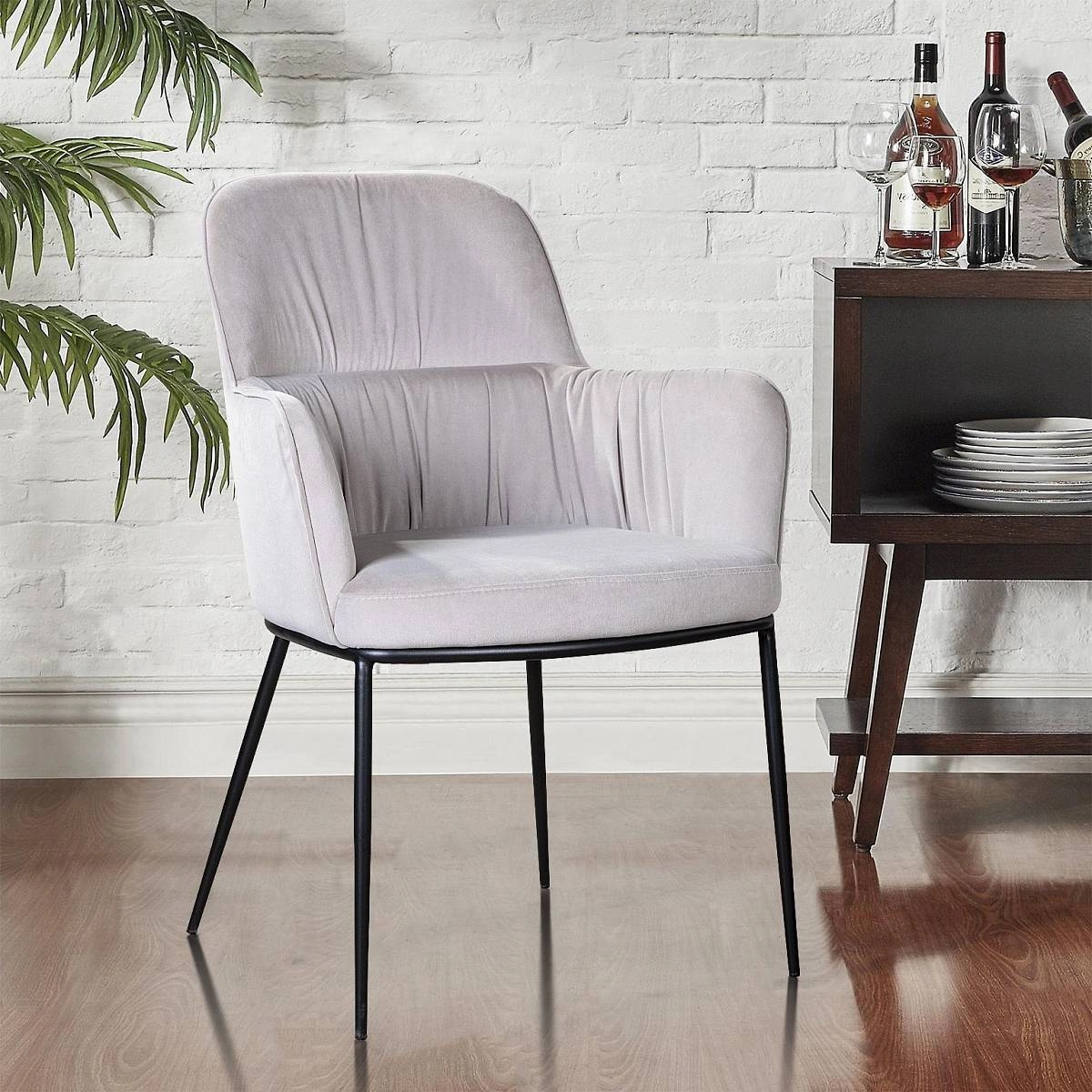 Стул с подлокотниками Barkley, микровелюр серый изображение Стул с подлокотниками Barkley, микровелюр серый фото