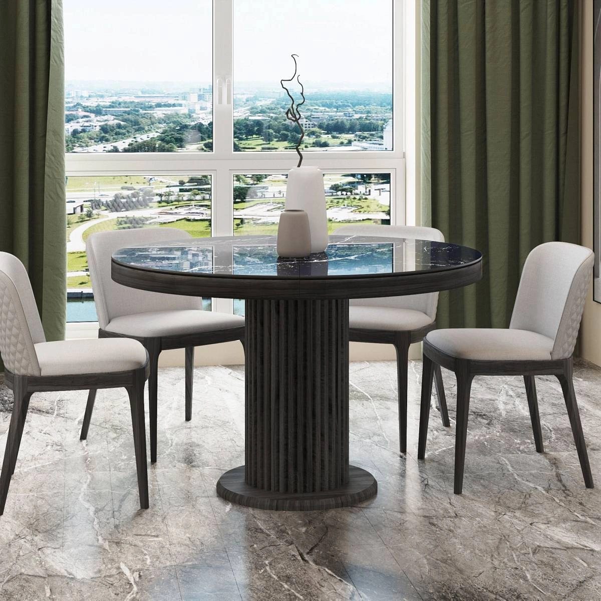 Стол Denver 100+40, круглый раздвижной, глянец изображение Стол Denver 100+40, круглый раздвижной, глянец фото