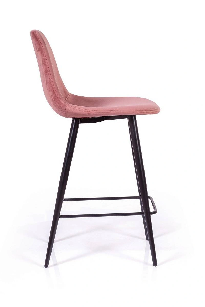 Стул полубарный TED, бархат пудровый 15 /опора конус изображение Стул полубарный TED, бархат пудровый 15 /опора конус фото