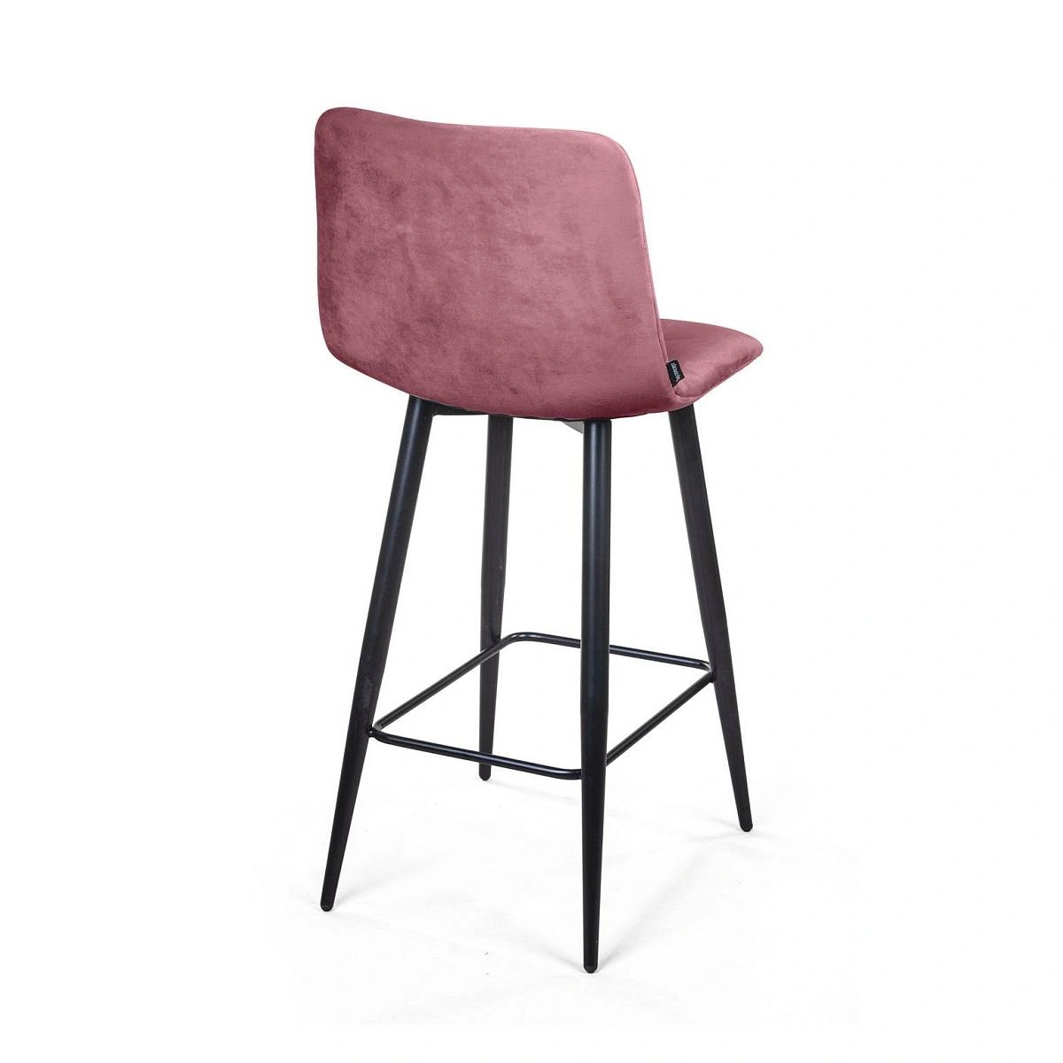 Стул полубарный UNO, бархат пудровый 15 / чёрный конус изображение Стул полубарный UNO, бархат пудровый 15 / чёрный конус фото