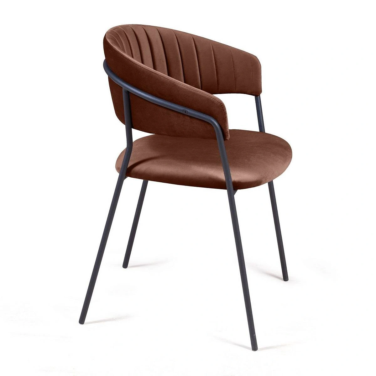 Стул Kelly с подлокотниками, бархат коричневый 12 фото